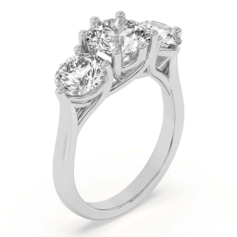 Estella Round Three Stone Lab Diamond Ring top view