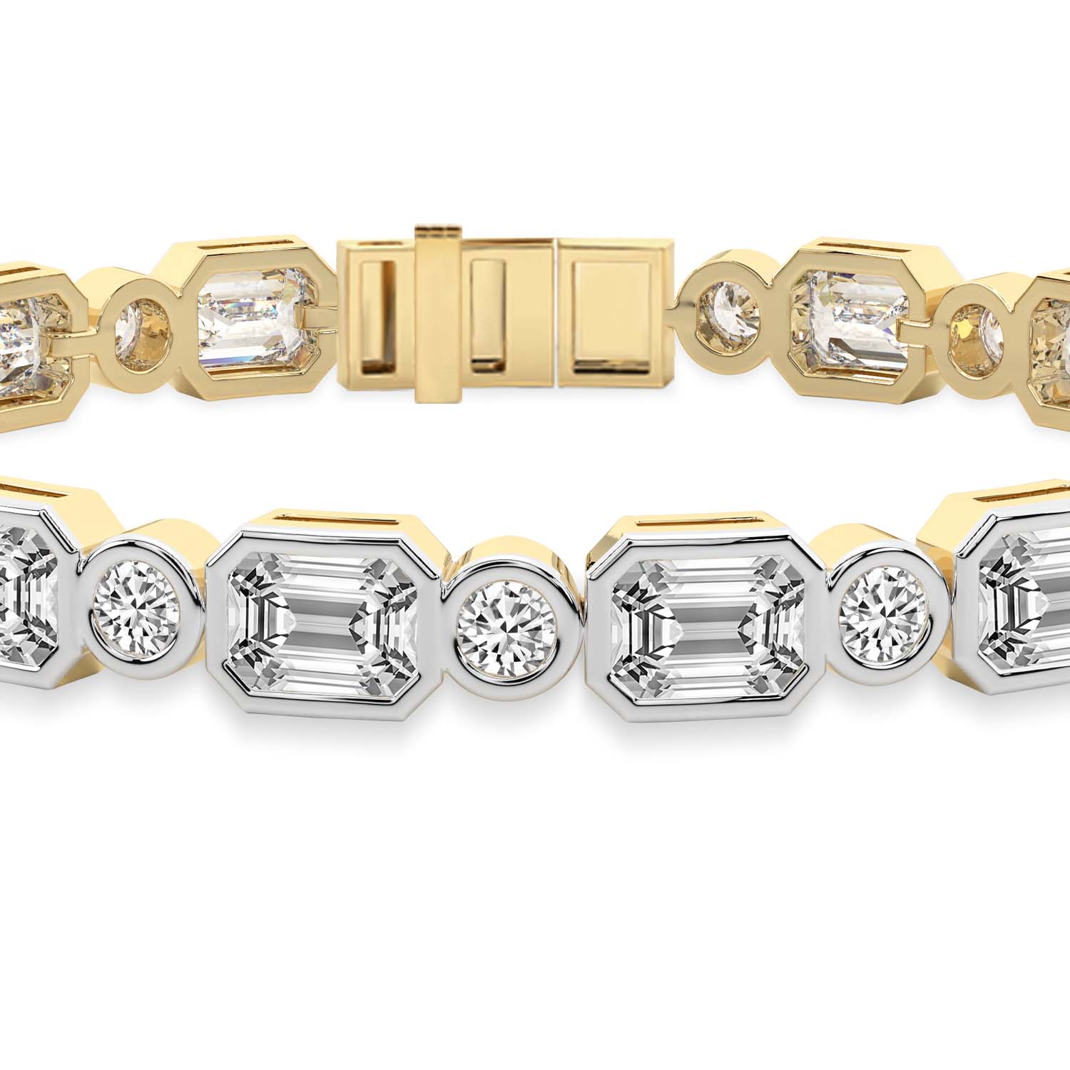 Amalthea Emerald and Round Lab Diamond Tennis Bracelet left view